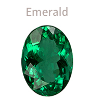 Emerald gemstone oval-cut May birthstone