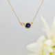 14KY sapphire and diamond bezel contemporary necklace