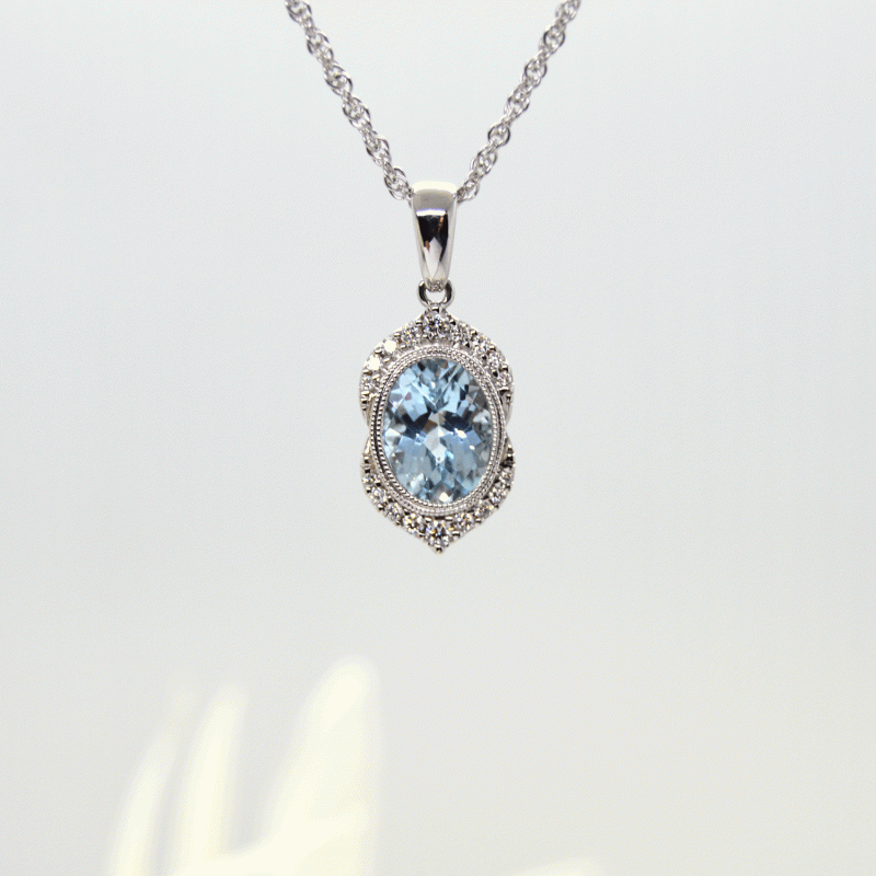 Allison Kaufman Aquamarine and diamond pendant