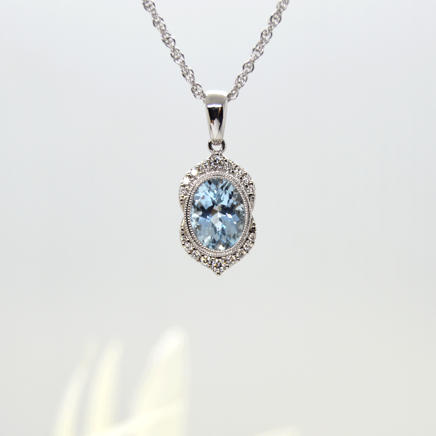 Allison Kaufman Aquamarine and diamond pendant