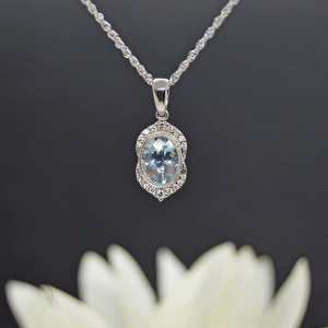 Allison Kaufman Aquamarine and diamond pendant