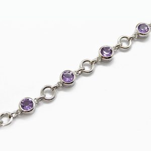 Sterling silver Dobbs Boston bracelet with amethyst in bezels