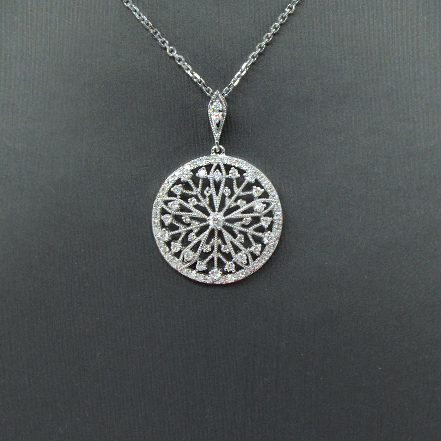 Filigree white gold diamond necklace