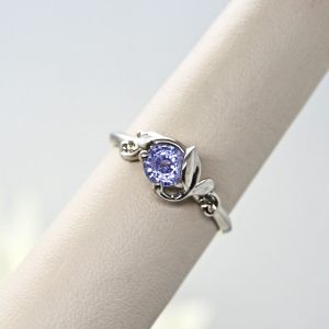 Lavender sapphire leaf and vine ring custom designed by Morgan's Treasure Custom Jewelry in Westerville, OH