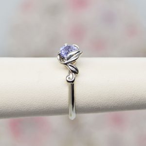 Lavender sapphire leaf and vine ring custom designed by Morgan's Treasure Custom Jewelry in Westerville, OH