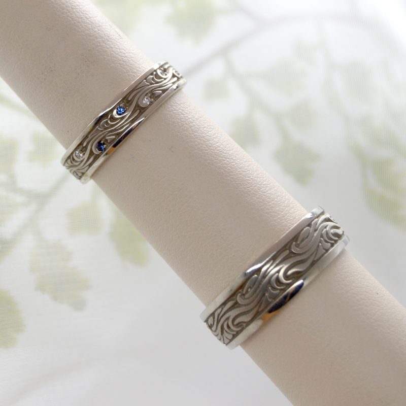 Starry Night collection of wedding bands available to order through Morgan's Treasure