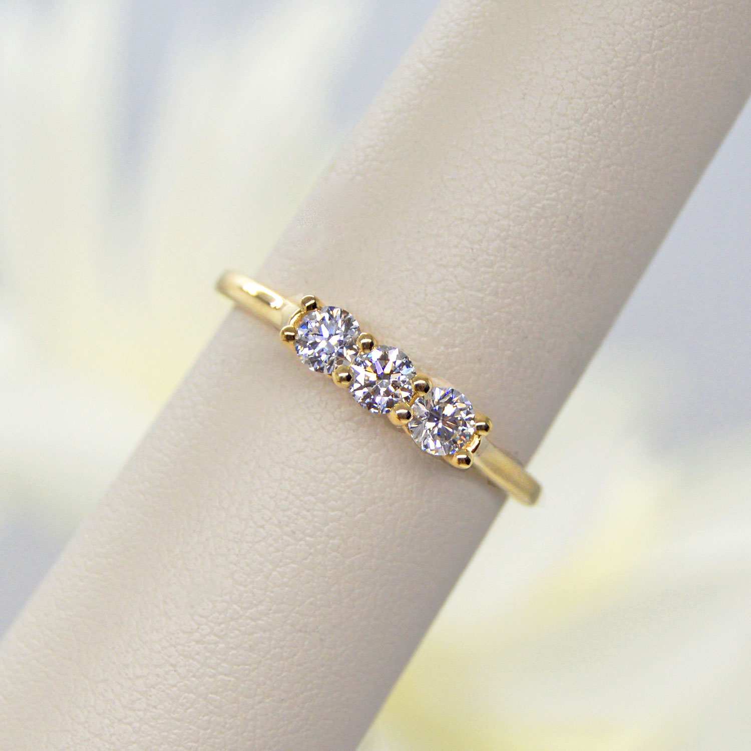 Three Stone Diamond Ring in 14Kt Yellow Gold