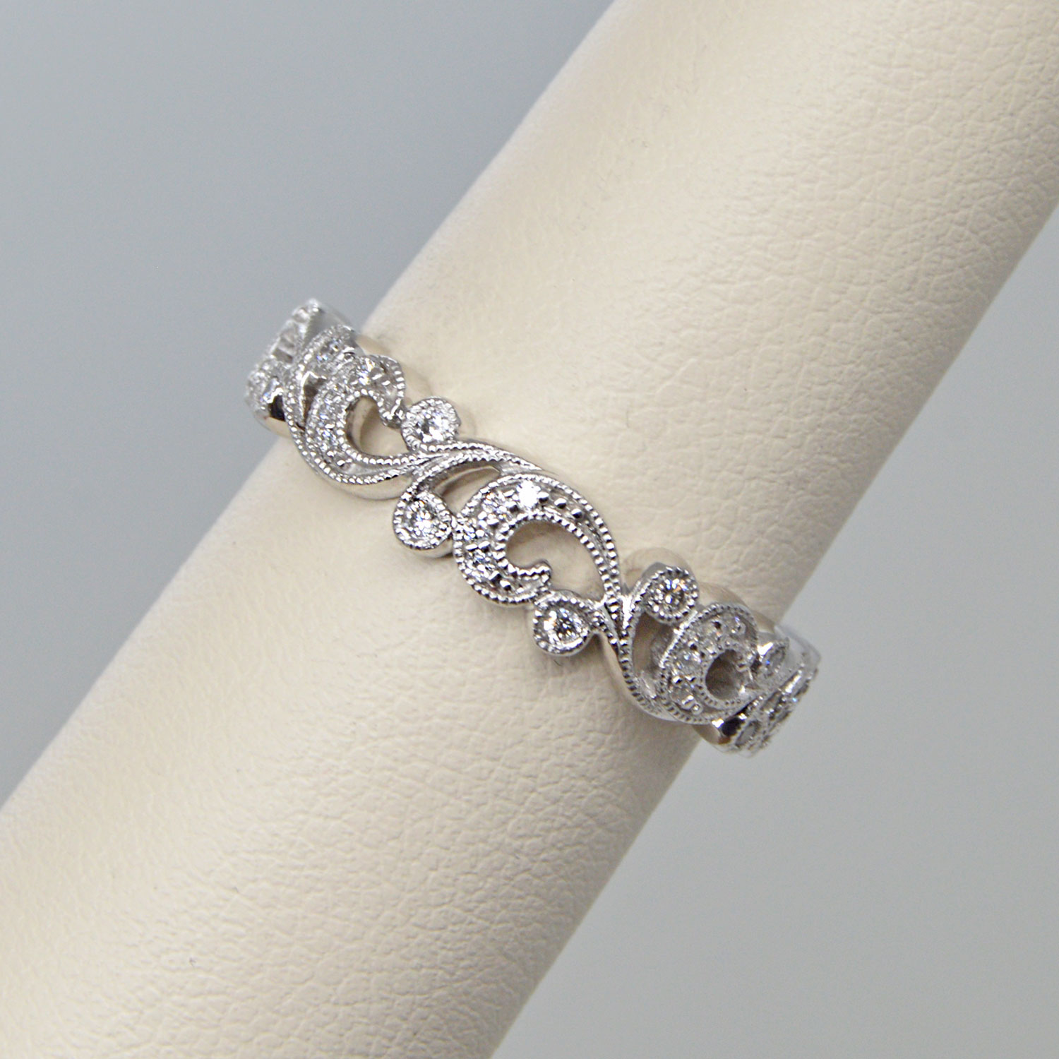 Auory 925 Sterling Silver White Gold Diamond Band A9