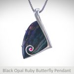 black opal and ruby gemstone pendant