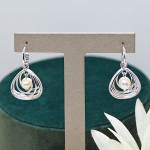 Pearl drop earrings in sterling silver
