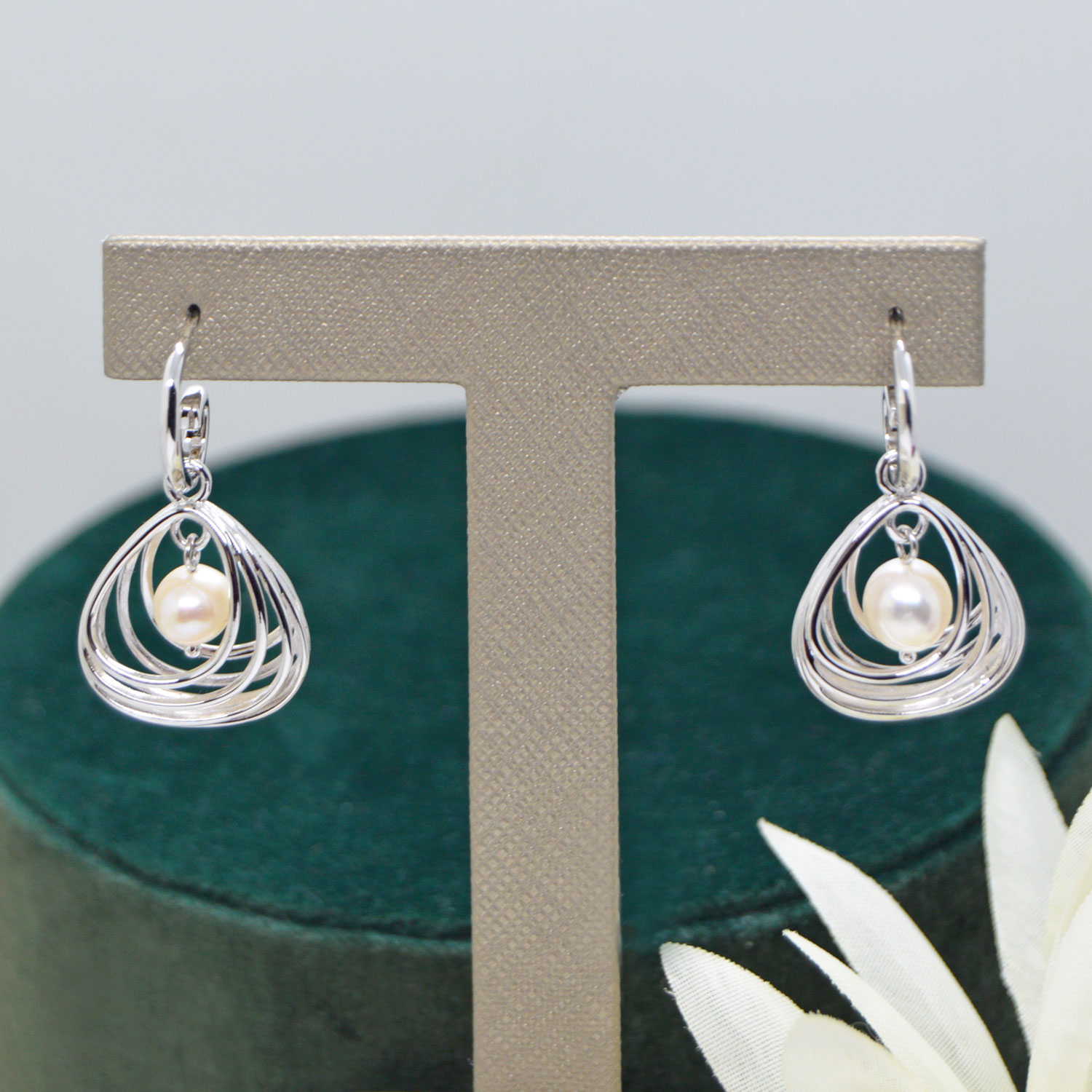 Pearl drop earrings in sterling silver