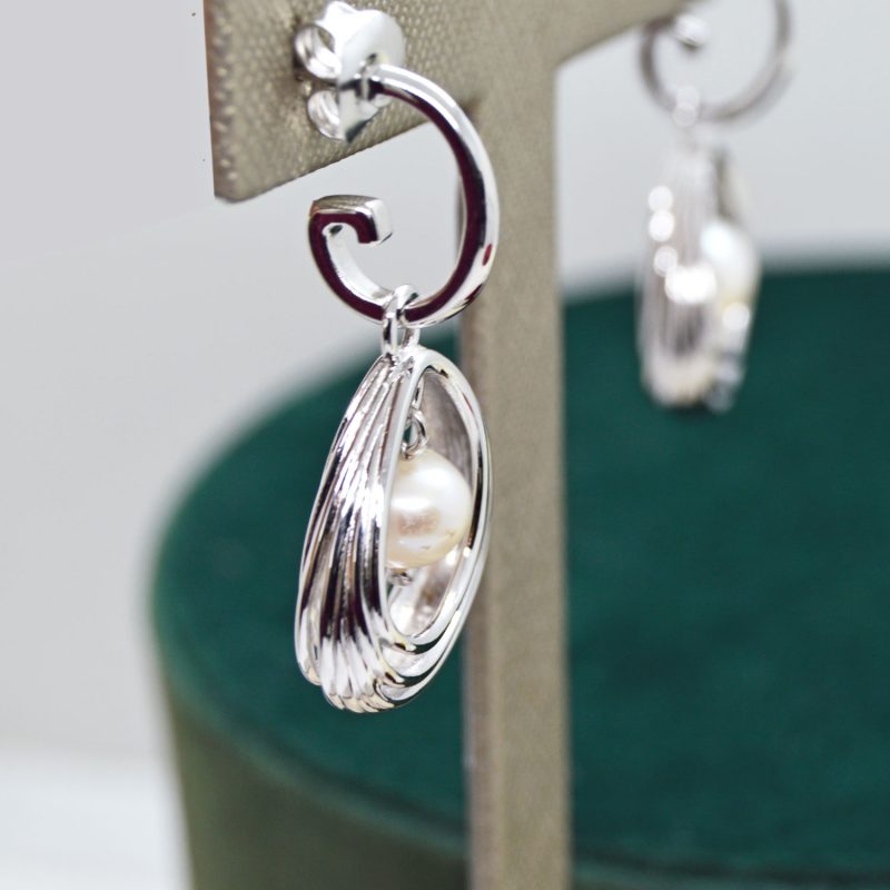 Pearl drop earrings in sterling silver