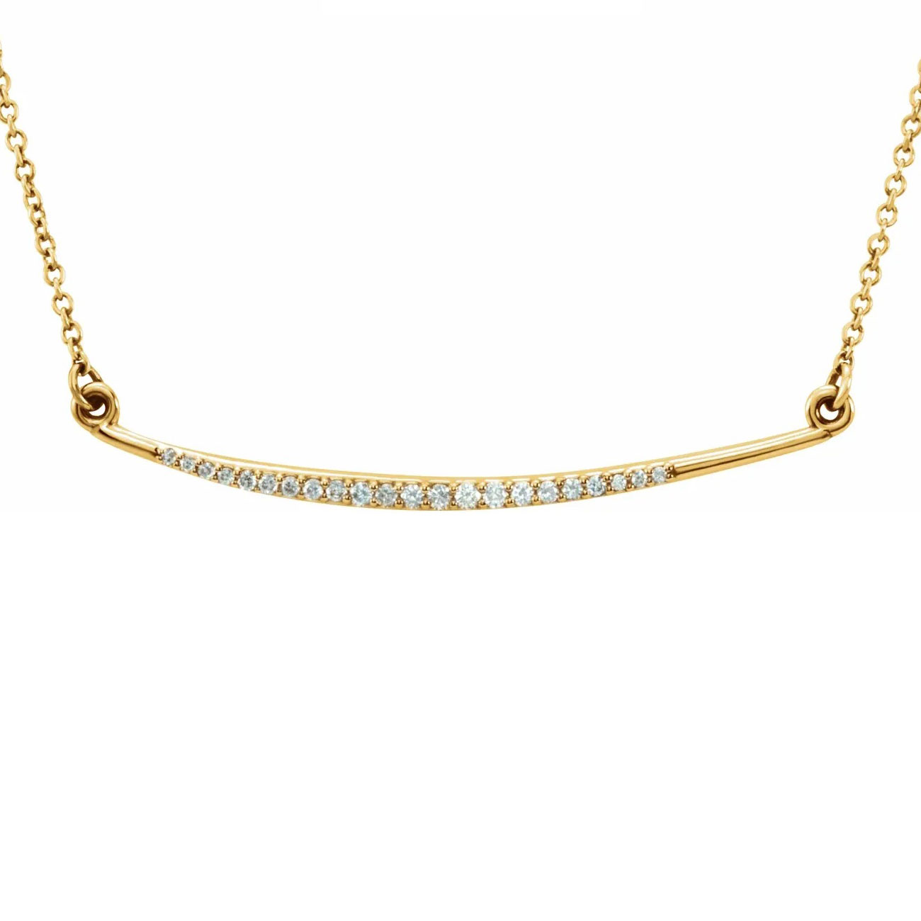 14K yellow gold diamond tapered dainty bar necklace