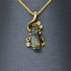 14kT Yellow Gold Boulder Opal Swirl Necklace with Accent Diamonds Designed by Morgan's Treasure