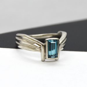 Indicolite Blue Tourmaline Ring in 14Kt White Gold