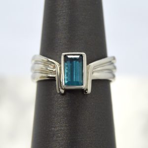 Indicolite Blue Tourmaline Ring in 14Kt White Gold