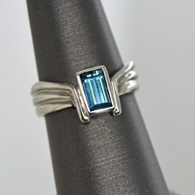 Indicolite Blue Tourmaline Ring in 14Kt White Gold