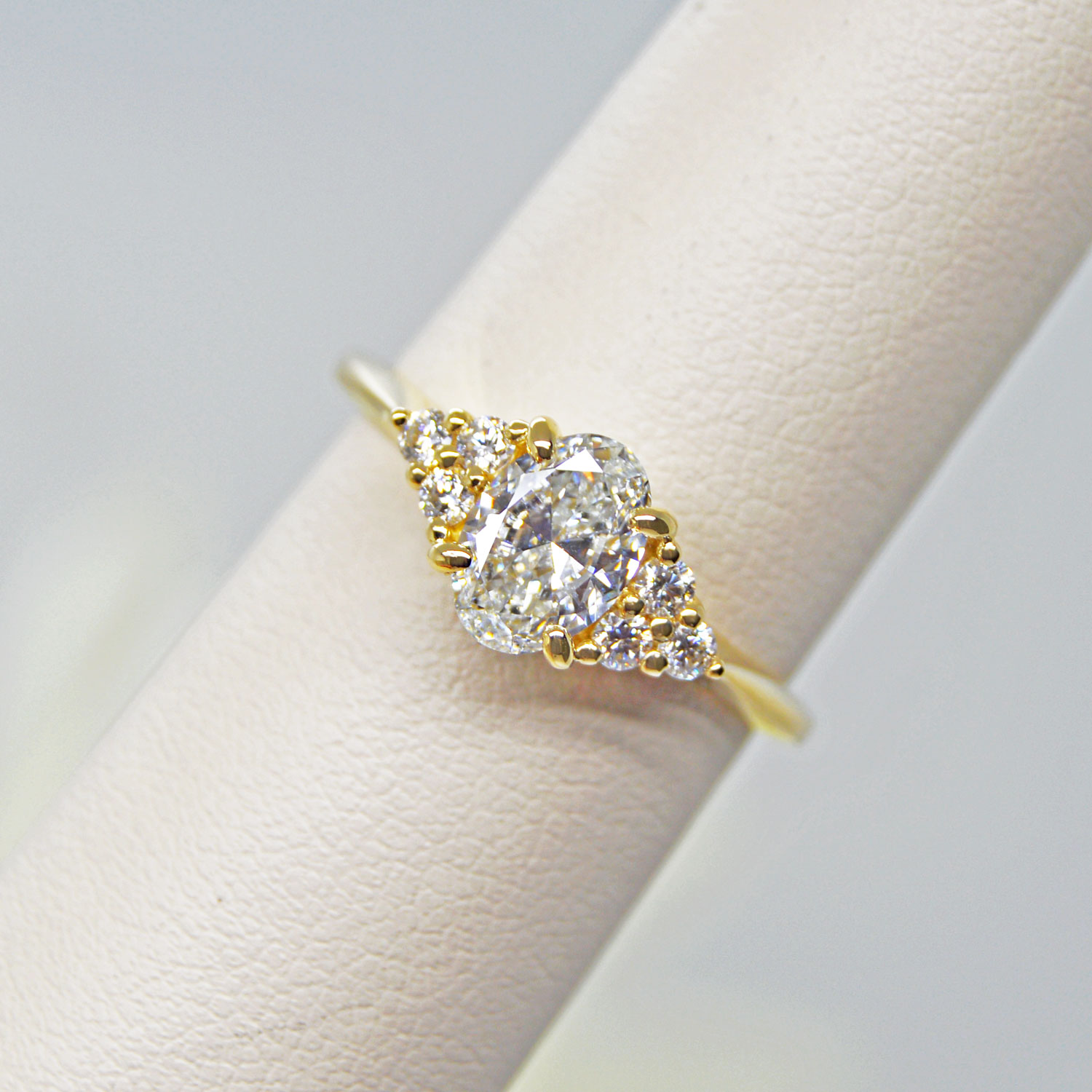 14 Karat Yellow Gold Tension Ring Set with 0.415 Carat White