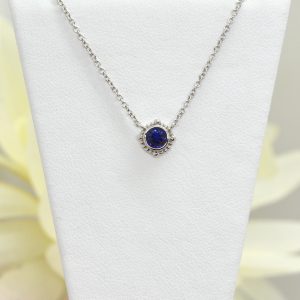 Sapphire Pendant on 18" 14KT White Gold