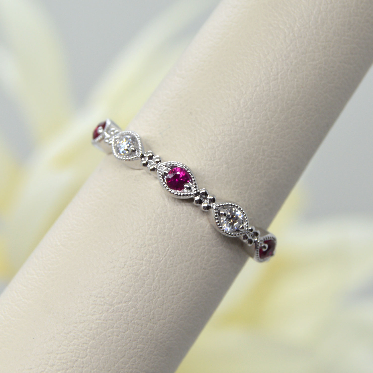 Stackable ruby ring white gold sale