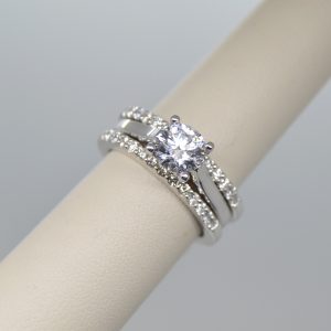 Allison Kaufman double wedding band, ring, wrap, enhancer, guard with diamonds in 14k white gold