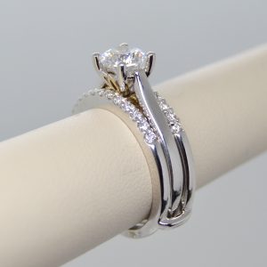 Allison Kaufman double wedding band, ring, wrap, enhancer, guard with diamonds in 14k white gold