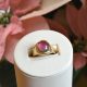 Bicolor Tourmaline Ring in 14K yellow gold designed by Morgan's Treasure