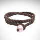 Vincent Peach wrap braided brown leather bracelet with pink freshwater pearl