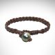 Vincent Peach bracelet brown leather bracelet with tahitian pearl