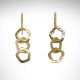 14k yellow gold dangl link earrings with alternating hammered and brushed finishes