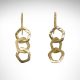 14k yellow gold dangl link earrings with alternating hammered and brushed finishes