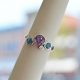 Allison Kaufman ring in 14k white gold with amethyst and london blue topaz with diamond accents, bezel set ring