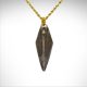 Sterling silver spearhead necklace oxidized with diamond bezel and 24kt gold bail on 14k gold chain