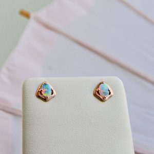 Opal earrings in 14KR designed by Morgan's Treasure