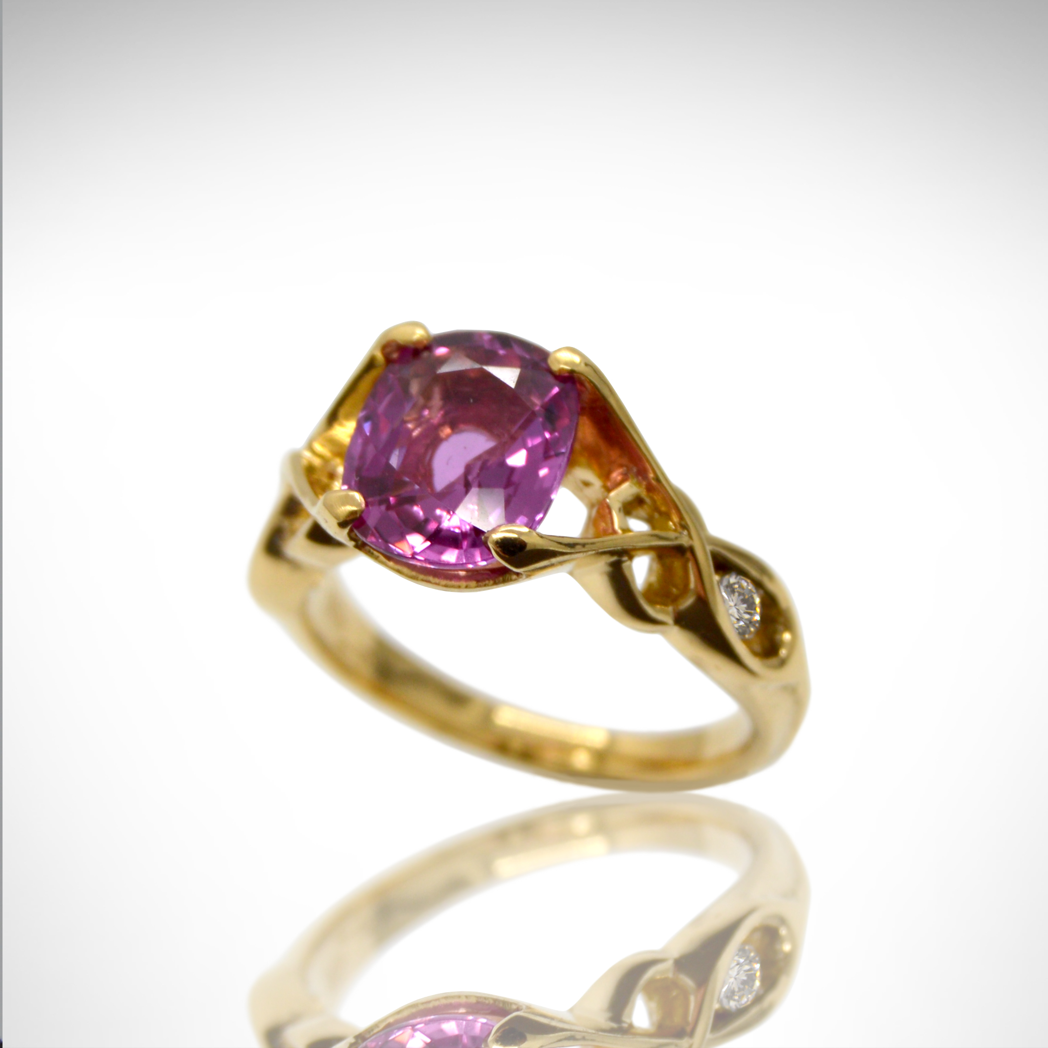 Diamond /& Amethyst Ring Set In Sterling Silver Diamond Wings Design
