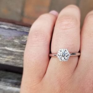 hexagon solitaire engagement ring