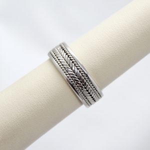 Hand-braided mens wedding band in 14kw gold