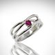Crisscross ring multistrand 14kw white gold ring with natural ruby