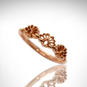 Art deco lace design stackable ring in 14k rose gold