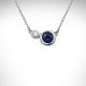 14K white gold necklace with 2 bezel set gemstones- sapphire and diamond with 18" cable chain